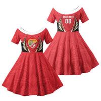 Waikato 2026 Rugby Custom Family Matching Puletasi and Hawaiian Shirt NZ Maori Silver Fern LT14 Daughter's Dress Red - Polynesian Pride