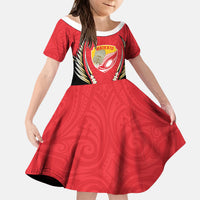 Waikato 2026 Rugby Custom Kid Short Sleeve Dress NZ Maori Silver Fern LT14 KID Red - Polynesian Pride