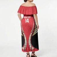 Waikato 2026 Rugby Custom Off Shoulder Maxi Dress NZ Maori Silver Fern LT14 - Polynesian Pride