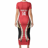 Waikato 2026 Rugby Custom Short Sleeve Bodycon Dress NZ Maori Silver Fern LT14 - Polynesian Pride