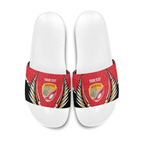 Waikato 2026 Rugby Custom Slide Sandals NZ Maori Silver Fern LT14 Red - Polynesian Pride