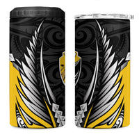 Wellington 2026 Rugby Custom 4 in 1 Can Cooler Tumbler NZ Maori Silver Fern LT14 One Size: 16 oz Black - Polynesian Pride
