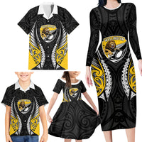 Wellington 2026 Rugby Custom Family Matching Long Sleeve Bodycon Dress and Hawaiian Shirt NZ Maori Silver Fern LT14 - Polynesian Pride