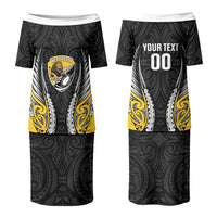 Wellington 2026 Rugby Custom Family Matching Puletasi and Hawaiian Shirt NZ Maori Silver Fern LT14 Mom's Dress Black - Polynesian Pride