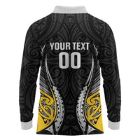 Wellington 2026 Rugby Custom Long Sleeve Polo Shirt NZ Maori Silver Fern LT14 - Polynesian Pride