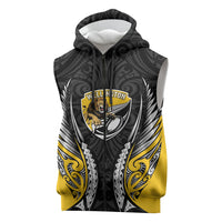 Wellington 2026 Rugby Custom Sleeveless Zip Hoodie NZ Maori Silver Fern LT14 Black - Polynesian Pride