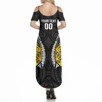 Wellington 2026 Rugby Custom Summer Maxi Dress NZ Maori Silver Fern LT14 - Polynesian Pride