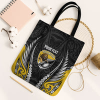 Wellington 2026 Rugby Custom Tote Bag NZ Maori Silver Fern LT14 Black Strap One Size Black - Polynesian Pride