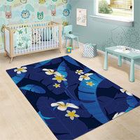 Teal Purple Banana Leaf Hawaii Area Rug Lau Maia Plumeria Tropical Summer Vibes LT14 - Polynesian Pride