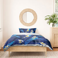 Teal Purple Banana Leaf Hawaii Bedding Set Lau Maia Plumeria Tropical Summer Vibes LT14 - Polynesian Pride