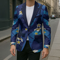 Teal Purple Banana Leaf Hawaii Blazer Lau Maia Plumeria Tropical Summer Vibes LT14 - Polynesian Pride