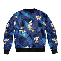 Teal Purple Banana Leaf Hawaii Bomber Jacket Lau Maia Plumeria Tropical Summer Vibes LT14 - Polynesian Pride