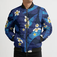 Teal Purple Banana Leaf Hawaii Bomber Puffer Jacket Lau Maia Plumeria Tropical Summer Vibes LT14 - Polynesian Pride