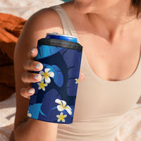 Teal Purple Banana Leaf Hawaii 4 in 1 Can Cooler Tumbler Lau Maia Plumeria Tropical Summer Vibes LT14 - Polynesian Pride