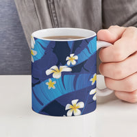 Teal Purple Banana Leaf Hawaii Ceramic Mug Lau Maia Plumeria Tropical Summer Vibes LT14 - Polynesian Pride