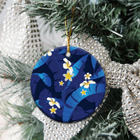 Teal Purple Banana Leaf Hawaii Ceramic Ornament Lau Maia Plumeria Tropical Summer Vibes