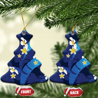 Teal Purple Banana Leaf Hawaii Ceramic Ornament Lau Maia Plumeria Tropical Summer Vibes
