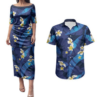 Teal Purple Banana Leaf Hawaii Couples Matching Puletasi and Hawaiian Shirt Lau Maia Plumeria Tropical Summer Vibes LT14 Teal Purple - Polynesian Pride