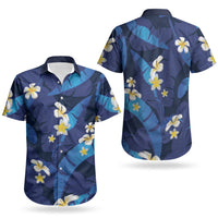 Teal Purple Banana Leaf Hawaii Couples Matching Tank Maxi Dress and Hawaiian Shirt Lau Maia Plumeria Tropical Summer Vibes LT14 - Polynesian Pride
