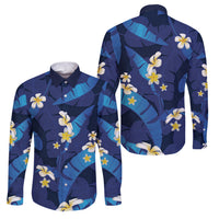 Teal Purple Banana Leaf Hawaii Family Matching Mermaid Dress and Hawaiian Shirt Lau Maia Plumeria Tropical Summer Vibes LT14 Dad's Shirt - Long Sleeve Teal Purple - Polynesian Pride