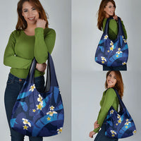 Teal Purple Banana Leaf Hawaii Grocery Bag Lau Maia Plumeria Tropical Summer Vibes LT14 - Polynesian Pride