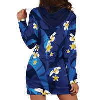 Teal Purple Banana Leaf Hawaii Hoodie Dress Lau Maia Plumeria Tropical Summer Vibes LT14 - Polynesian Pride