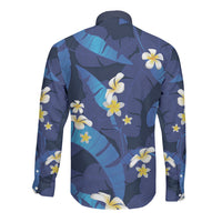 Teal Purple Banana Leaf Hawaii Long Sleeve Button Shirt Lau Maia Plumeria Tropical Summer Vibes LT14 - Polynesian Pride