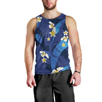 Teal Purple Banana Leaf Hawaii Men Tank Top Lau Maia Plumeria Tropical Summer Vibes LT14 - Polynesian Pride