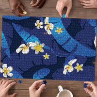 Teal Purple Banana Leaf Hawaii Puzzle Lau Maia Plumeria Tropical Summer Vibes LT14 - Polynesian Pride