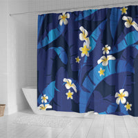 Teal Purple Banana Leaf Hawaii Shower Curtain Lau Maia Plumeria Tropical Summer Vibes LT14 - Polynesian Pride
