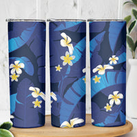 Teal Purple Banana Leaf Hawaii Skinny Tumbler Lau Maia Plumeria Tropical Summer Vibes LT14 - Polynesian Pride