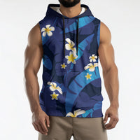 Teal Purple Banana Leaf Hawaii Sleeveless Hoodie Lau Maia Plumeria Tropical Summer Vibes LT14 - Polynesian Pride