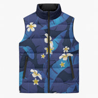 Teal Purple Banana Leaf Hawaii Sleeveless Puffer Jacket Lau Maia Plumeria Tropical Summer Vibes LT14 Unisex Teal Purple - Polynesian Pride