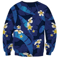 Teal Purple Banana Leaf Hawaii Sweatshirt Lau Maia Plumeria Tropical Summer Vibes LT14 - Polynesian Pride
