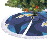 Teal Purple Banana Leaf Hawaii Tree Skirt Lau Maia Plumeria Tropical Summer Vibes