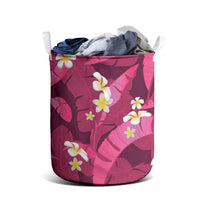 Pink Banana Leaf Hawaii Laundry Basket Lau Maia Plumeria Tropical Summer Vibes LT14 - Polynesian Pride