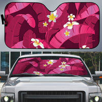 Pink Banana Leaf Hawaii Auto Sun Shade Lau Maia Plumeria Tropical Summer Vibes LT14 Pink - Polynesian Pride