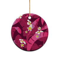 Pink Banana Leaf Hawaii Ceramic Ornament Lau Maia Plumeria Tropical Summer Vibes