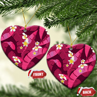 Pink Banana Leaf Hawaii Ceramic Ornament Lau Maia Plumeria Tropical Summer Vibes