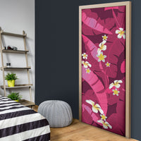 Pink Banana Leaf Hawaii Door Cover Lau Maia Plumeria Tropical Summer Vibes LT14 - Polynesian Pride