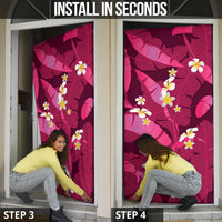 Pink Banana Leaf Hawaii Door Cover Lau Maia Plumeria Tropical Summer Vibes LT14 - Polynesian Pride