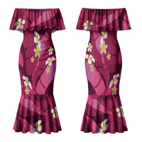 Pink Banana Leaf Hawaii Family Matching Mermaid Dress and Hawaiian Shirt Lau Maia Plumeria Tropical Summer Vibes LT14 Mom's Dress Pink - Polynesian Pride