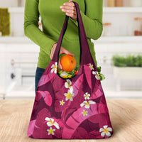 Pink Banana Leaf Hawaii Grocery Bag Lau Maia Plumeria Tropical Summer Vibes LT14 - Polynesian Pride