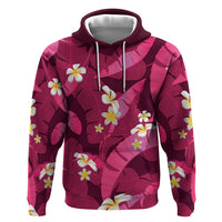 Pink Banana Leaf Hawaii Hoodie Lau Maia Plumeria Tropical Summer Vibes LT14 Pullover Hoodie Pink - Polynesian Pride