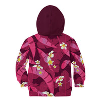 Pink Banana Leaf Hawaii Kid Hoodie Lau Maia Plumeria Tropical Summer Vibes LT14 - Polynesian Pride