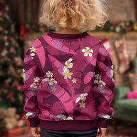 Pink Banana Leaf Hawaii Kid Ugly Christmas Sweater Lau Maia Plumeria Tropical Summer Vibes