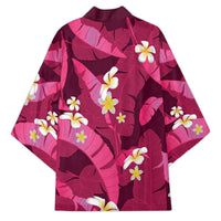 Pink Banana Leaf Hawaii Kimono Lau Maia Plumeria Tropical Summer Vibes LT14 - Polynesian Pride