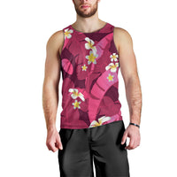 Pink Banana Leaf Hawaii Men Tank Top Lau Maia Plumeria Tropical Summer Vibes LT14 - Polynesian Pride