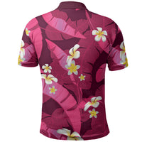 Pink Banana Leaf Hawaii Polo Shirt Lau Maia Plumeria Tropical Summer Vibes LT14 - Polynesian Pride