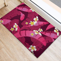 Pink Banana Leaf Hawaii Rubber Doormat Lau Maia Plumeria Tropical Summer Vibes LT14 - Polynesian Pride